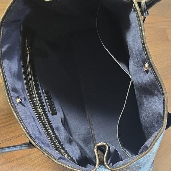 Barneys New York Gray Crocodile-Embossed Leather Tote - Picture 8 of 11